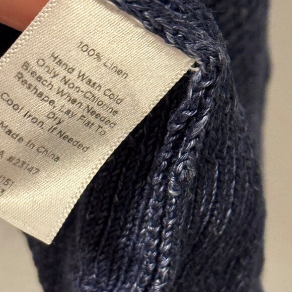 Talbots Petites Navy Open-Front Cardigan Sweater XLP 100% Linen Lightweight Knit - Picture 4 of 12